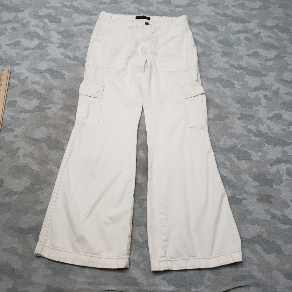 Aeropostale Utility Cargo Pants Womens 8 Beige Low Rise Flare Pockets